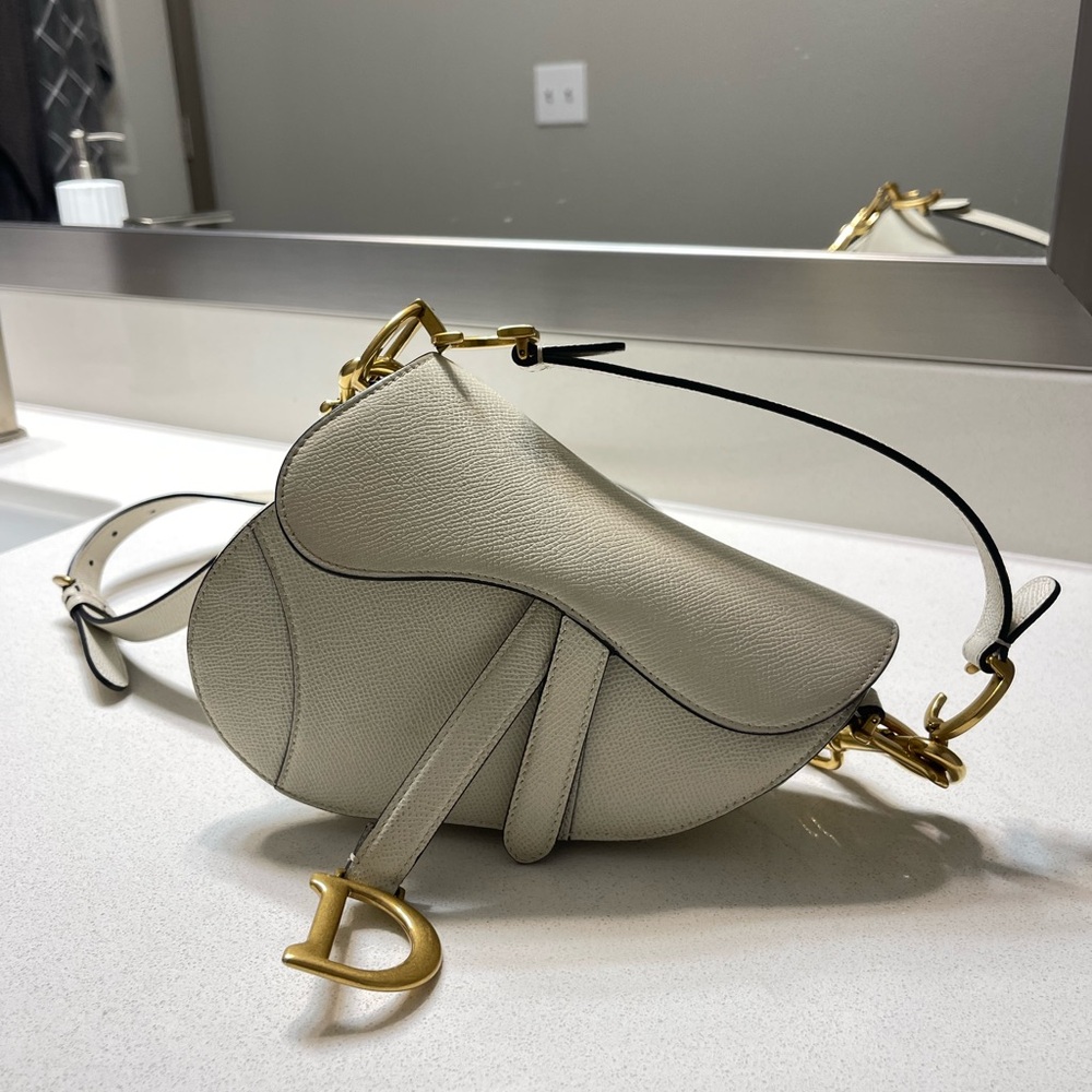 Dior White mini Saddle Bag